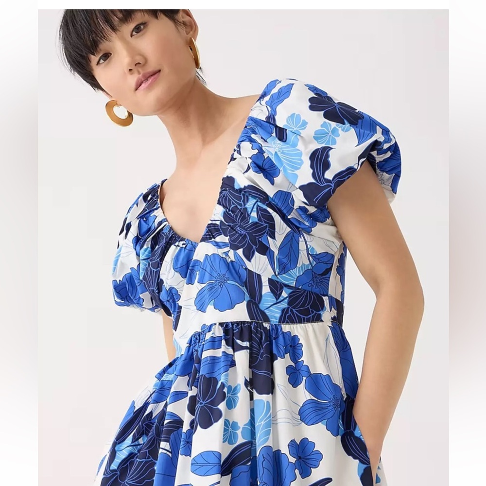 J. Crew Blue and White Cecily Floral Dress SZ 6 NWT